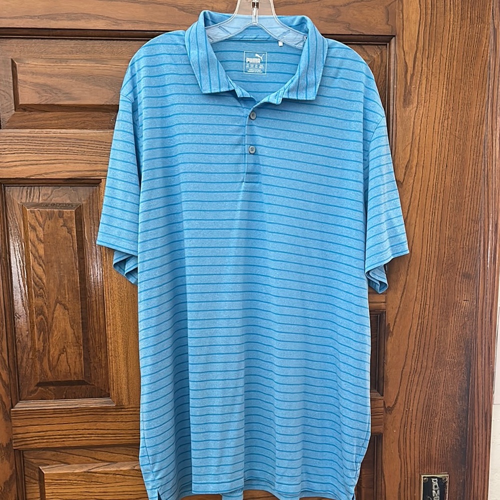 Puma Blue Polo Shirt Classic Stripes